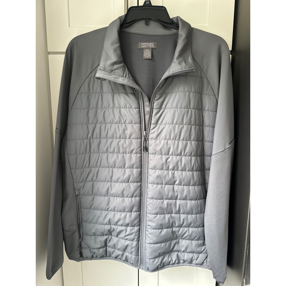 Refined Matter Men's XXL Gray Hybrid Puffer Jacket Full Zip Reflective 0366